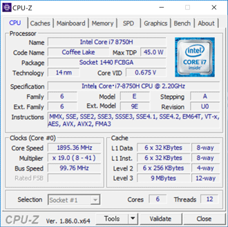 DAIV-NG7510のCPU-Z結果