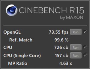 DAIV-NG4500E5のCINEBENCH結果