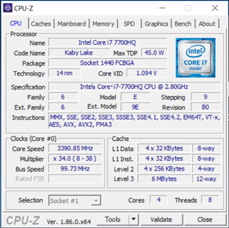 DAIV-NG4500E5のCPU-Z