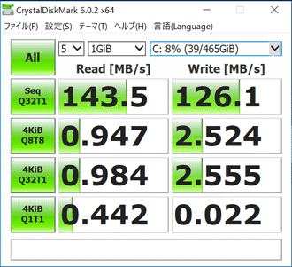 DAIV-NG4500E5のHDD転送速度