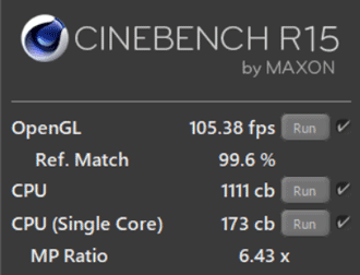 DAIV-NG5800のCINE BENCH結果