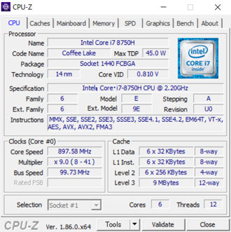 DAIV-NG5510H1-M2SH5のCPU-Z
