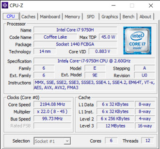 CPU-Zの結果