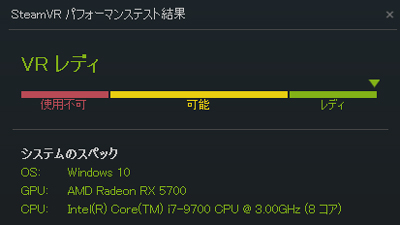 Steam VRパフォーマンステスト