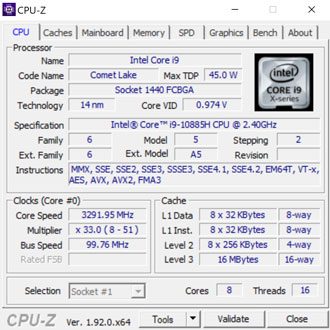 CPU-Zの結果