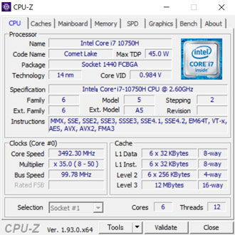 CPU-Zの結果