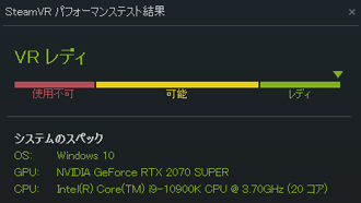 Steam VRパフォーマンステスト