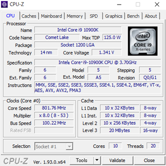 CPU-Zの結果