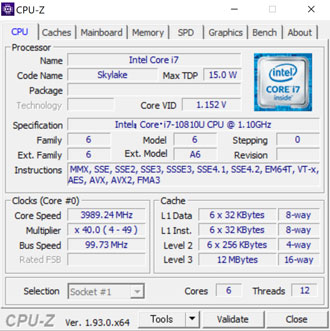 CPU-Zの結果